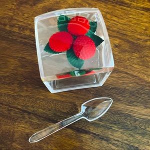 Acrylic Square Jam JellyJar with Raspberry Lid and Spoon